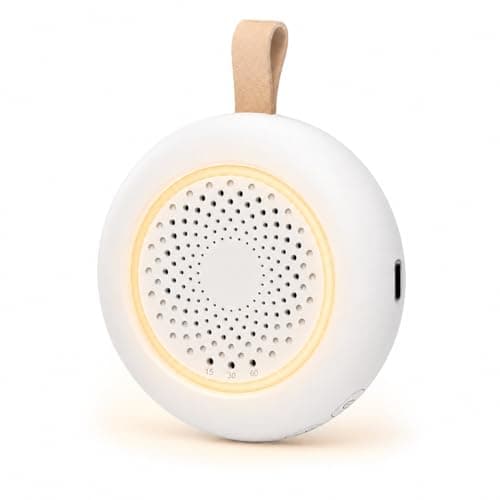 Portable White Noise Sound Machine for Baby, 24 Soothing Sounds, Smart Cry Detection, 18H Playtime, 3-Level Night Light, Timer & Continuous Play, Rechargeable Mini Sleep Soother for Nursery, Travel