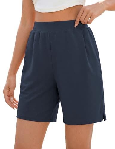 Quenteen Womens Air Layer Shorts Casual Summer Loose Athletic Short Lounge Running Shorts with Pockets Navy - Image 1