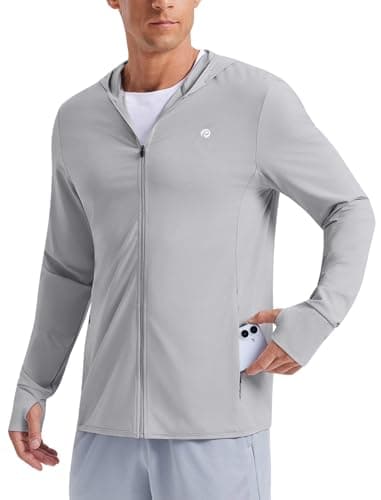 PINSPARK Men's UPF50+ Full Zip Outdoor Hoodies Lightweight Sun Protection Long Sleeve Jacket for Fishing Hiking with Pockets - Image 1