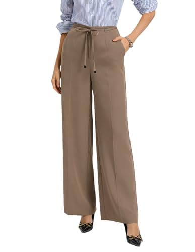 GRACE KARIN Wide Leg Pants for Women, Casual Relaxed Work Pants with Pockets 2026 Spring-27/29/ 31" Inseam Brown XL - Image 1