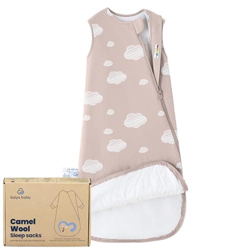 kaiya baby Baby Sleep Sack 18-36 Months 1.0 Tog Sleeveless Sleep Sack Organic Cotton, Regulating Camel Wool Blend Wearable Blanket for Infants 2-Way Zipper Quilted Sleeping Sacks,Gifts for Baby - Image 1