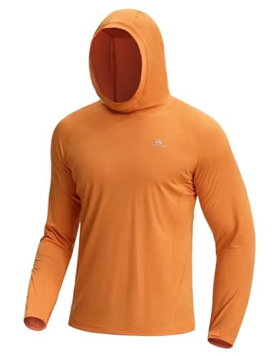 Pioneer Camp Rash Guard for Men Ultra Lightweight Long Sleeve Sun Protection Hoodie Shirts Quick Dry Hiking Fishing Running Orange - Image 1
