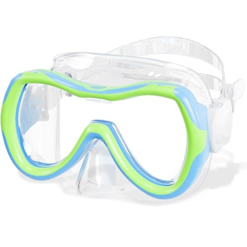 Aegend Kids Swim Mask Goggle, Swimming Goggles with Nose Cover Tempered Glass 180° HD Wide View
