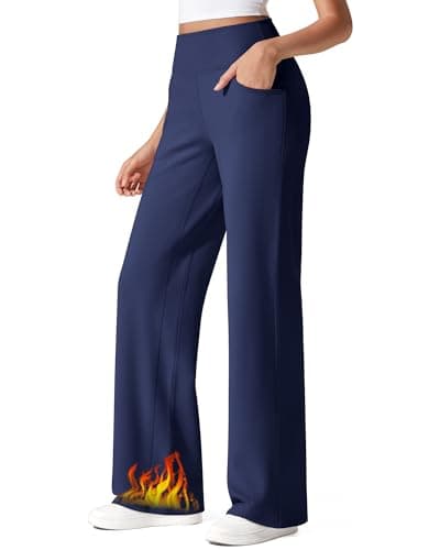 G4Free Fleece Lined Sweatpants Women Wide Leg High Waisted Thermal Warm Pants Travel Office Yoga Lounge Outfits (Royal Blue,L,31") - Image 1