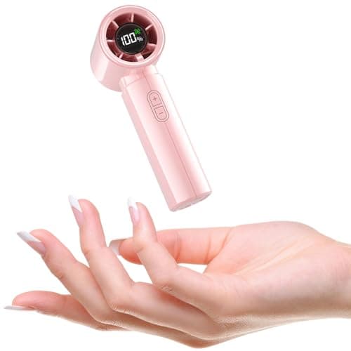 HandFan 4000mAh Portable Handheld Turbo Fan, High Speed Mini Personal Fan, Rechargeable Hand Fans, 100 Speeds Adjustable, Digital Display, Pocket-Sized for Travel, Concerts Outdoors(Gloss Pink) - Image 1