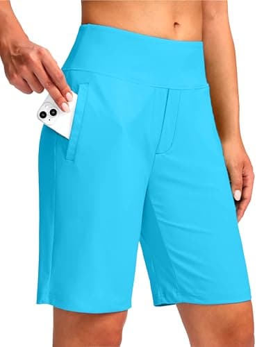 Viodia Women's 9" Long Swim Shorts Modest Swimsuits Bathing Suit Knee Length Bermuda Board Shorts for Women with Pocket Sky Blue - Image 1