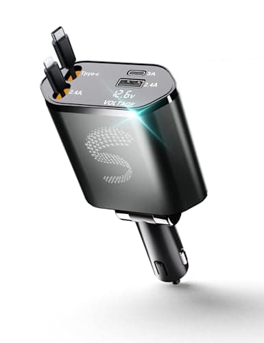Retractable Car Charger USB C Fast Charging 120W, Car Accessories Cigarette Lighter Adapter Car iPhone17 16 15 14 13, Galaxy S26, Pixel Charger Travel Essentials Gift for Travelers, Men, Women - Image 1