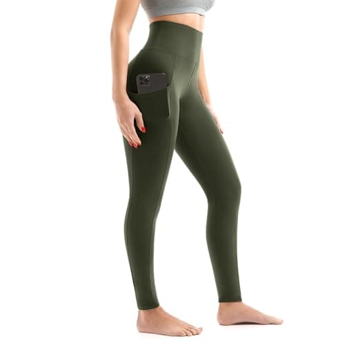 Walifrey Leggings with Pockets for Women, High Waisted Buttery Soft Womens Leggings for Gym Yoga Workout (Green 4XL) - Image 1