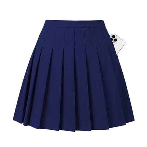 Girls Navy Blue Skirt School Girl Pleated Skort High Waisted Tennis Skirts
