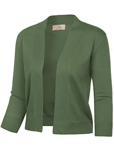 GRACE KARIN Shrugs for Women Lightweight Cropped Cardigans Trendy Casual Open Front Bolero Sweater Dark Olive Green - Image 1