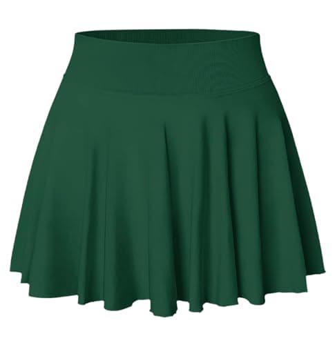 YOAKAKU Pleated Tennis Skater Skirts for Women with Pocket Shorts Flowy Golf Athletic Skort Sports Mini Skirt Green - Image 1