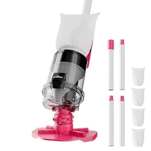 Cordless Pool Vacuum with Telescopic Pole, Powerful 30 GPM Suction, Advanced Dual Filtration, Replaceable Battery, 1H Runtime, Handheld Pool Cleaner for Above Ground and Inground Pools, Pink - Image 1