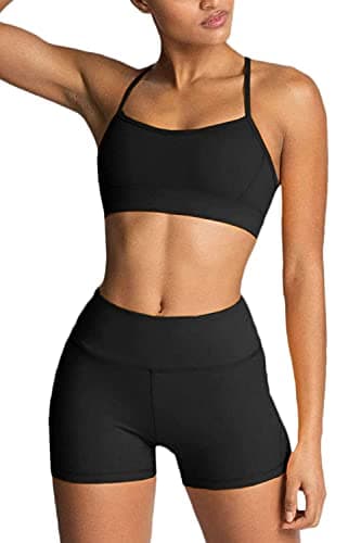 Workout Sets for Women 2 Piece Yoga Outfit Tracksuits Matching Set Black M - Image 1