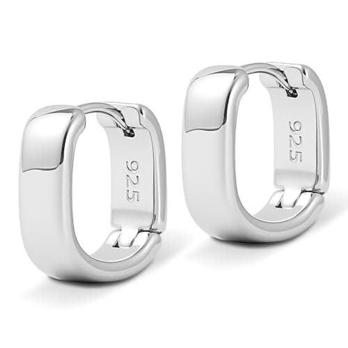 Goluck Small Hoop Earrings for Women, 925 Sterling Silver Chunky Hoops Earrings, Hypoallergenic Huggie Hoops, Small Thick Huggie Hoop Earrings for Jewelry Gifts - Image 1
