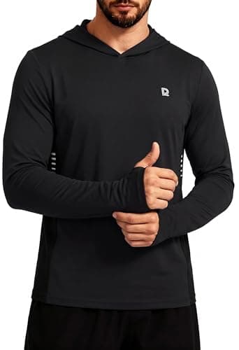 DAXIANG Men's Sun Hoodie UPF 50+ Fishing Shirt Sun Protection Long Sleeve Rash Guard Hiking Outdoor Athletic Quick Dry Shirt M Black - Image 1