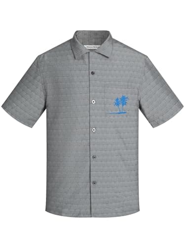 Havana Breeze Mens Hawaiian Shirt Short Sleeve Plaid Beach Shirts Casual Relaxed-Fit Print Camp Shirts Grey Plaid M - Image 1