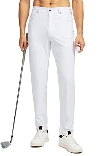 G Gradual Men's Stretch Golf Pants with 6 Pockets Slim Fit Dress Pants for Men Travel Casual Work (White, L) - Image 1