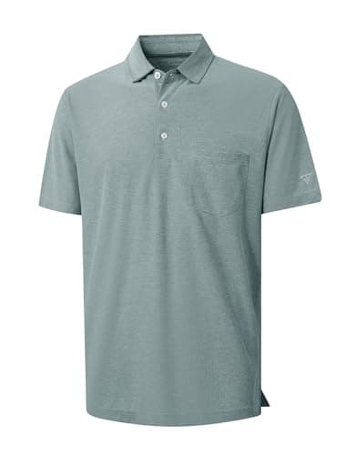 M MAELREG Mens Golf Shirt Pocket Stretch Cllared Moisture Wicking Lightweight Athletic Casual Golf Polos for Men Grey Blue - Image 1