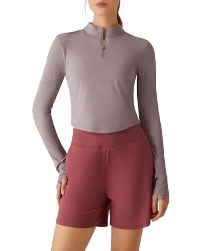 G4Free Fast Drying Athletic Tops for Womens UPF 50+ Sun Shirts Slim Fit Long Sleeve Crop Workout Tees Breathable(Gray Lilac,XL) - Image 1