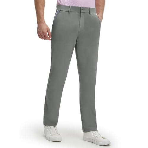 M MAELREG Mens Stretch Work Dress Pants 30"/32"/34" Lightweight Golf Pants Breathable Casual Slacks with 4 Pocket Iron Gray - Image 1