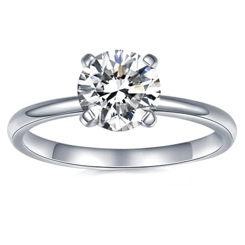 IMOLOVE Moissanite Solitaire Engagement Ring for Women, Women's Engagement Rings Moissanite Promise Rings 1CT D Color VVS1 Clarity Wedding band 925 Sterling Silver with 18K Gold Plated-9 - Image 1