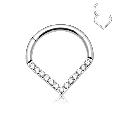BOGKU Titanium Septum Nose Rings Hoops for Women Segment Nose Rings 16G Hypoallergenic Cartilage Conch Helix Rook Hoop Earrings (16 Gauge 8mm, Teardrop-Silver) - Image 1