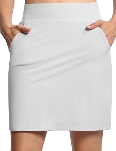 THE GYM PEOPLE Women's Golf Skorts Modest Knee Length Athletic Tennis Skirts Built-in Shorts with 4 Pockets - Image 1