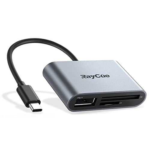 RayCue USB C SD Card Reader Adapter, Type C Micro SD TF Card Reader Adapter, 3 in-1 USB C to USB Camera Memory Card Reader Adapter for iPhone 15,New Pad Pro MacBook Pro/Air, and More UBC C Devices - Image 1