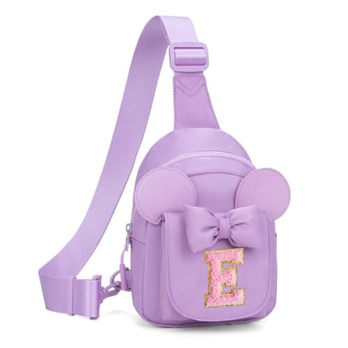 Viverte Birthday Gifts for Girl Initial Sling Bag Cute Fanny Pack Crossbody Bag Travel Daily Purse for Daughter Sister Granddaughter(Lavender-E) - Image 1