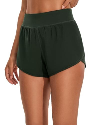 EZRUN Women's 3" Athletic Shorts High Waisted Split Dolphin Workout Shorts Comfy Mesh Liner for Gym Running Track (Melanite,M) - Image 1