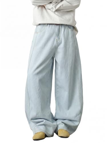 Areant Mens Baggy Jeans Wide Leg Loose Fit Hip Hop Vintage Jeans Relaxed Fit Elastic Waist Denim Pants Skate Streetwear Y2K Glacier Blue Large - Image 1
