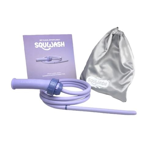 Squwash® Portable Shower Douche, Patented Slip-On Connector with Silicone Tip & Hose – Shower-Powered Hygiene Tool with Travel Bag