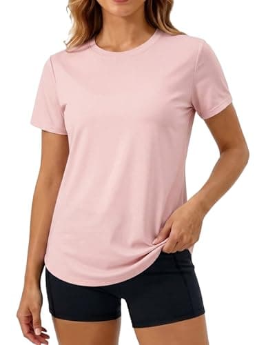 MAPICK Workout Tops for Women High Side Slit T-Shirt Soft Stretch Short Sleeve Tee Lightweight Casual Loose Fit Top - Image 1