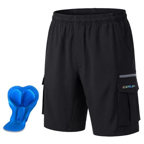 Men's Mountain Bike Shorts 3D Padded Bicycle Biking Shorts Quick Dry Lightweight MTB Cycling Shorts (All Black, 2XL)