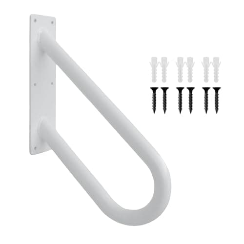 U Shaped Wall Mount Handrails for Outdoor Steps & Indoor Stairs - Black & White Hold Tight Safety Handrail for Garage, Porch, Toilet, Yard and Garden - Image 1