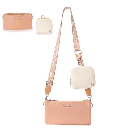 ACUARIO Crossbody Bags for Women - Nylon Purse Trendy Mul-pockets Waterproof Shoulder Bag with Wide Strap (Pink) - Image 1