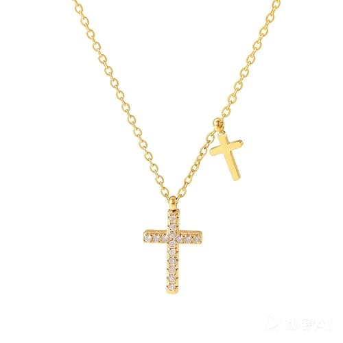 Small Cross Necklace for Women Mother`s Day Gift 18K Gold Plated Faith Cross Pendant Necklace Chocker Necklace with Gift Box Dainty Cross Crucifix Necklace Female Gifts Daily, Mother`s Day (Golden) - Image 1