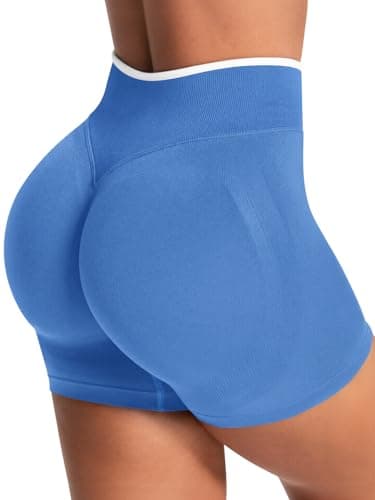 Aoysky Womens Workout Shorts 4.1" Scrunch Butt Biker Shorts High Waisted Yoga Gym Running Booty Shorts Blue - Image 1