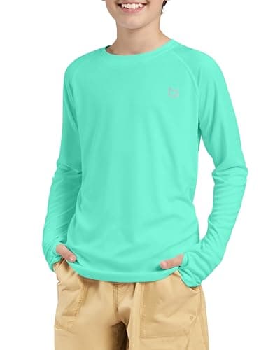 G Gradual Boy's Rash Guard UPF 50+ Sun Protection Shirt Quick Dry Long Sleeve Swim Shirts Lightweight SPF Youth Fishing Shirt(Light Green,XL) - Image 1
