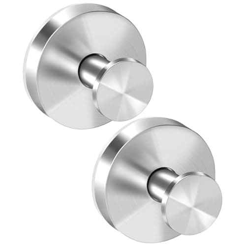 TACGEA Suction Cup Hooks for Shower, Removable Towel Hooks for Bathroom Window Glass, Powerful Vacuum Shower Hook for Towel, Robe, Loofah - 2 Pack, Sliver - Image 1
