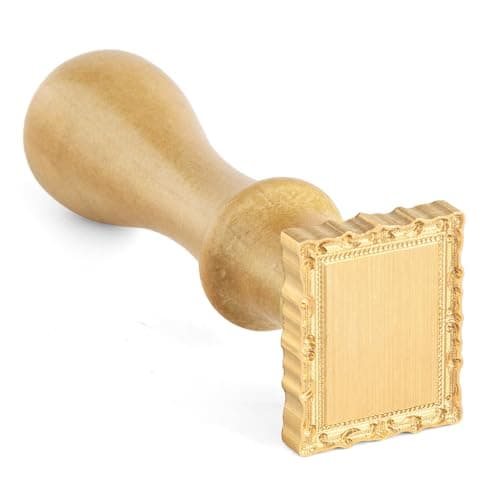 Pilloze Frame Wax Seal Stamp, 3D Embossed Relief Carving Brass Head and Wood Handle for Wax Seal Stamp Kit, Decor for Thanksgiving Card/Envelope/Gift Wrap/Wedding Invitation/Vellum Jacket - Image 1