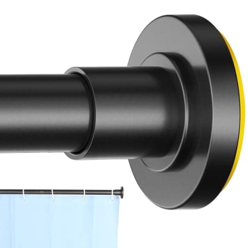 CorkLatta Black Shower Curtain Rod 31 to 80 Inch,1 Inch Diameter Heavy Duty Adjustable Spring Tension Stainless Steel Telescopic Rod,Easy Install,No Rust - Image 1