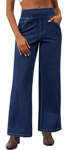 AVAMO Stretchy Wide Leg Jeans for Women Baggy y2k Pull On High Waist Jeans Elastic Sweatpant Jean Trendy Straight Denim Pants - Image 1