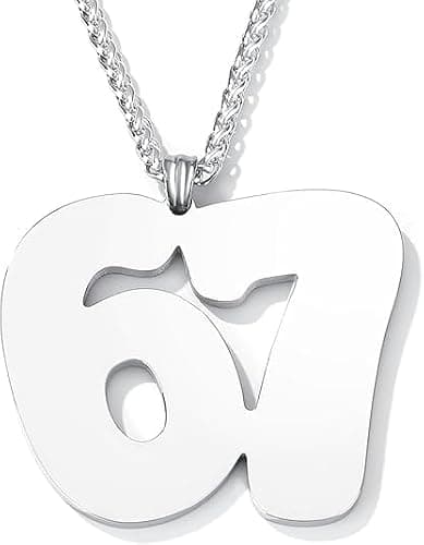 Joyandcelet 67 Necklace for Boys - 6-7 MEME Chains for Boys with 24 Inch Stainless Chain, Baseball Necklaces for Men, Birthday Valentines Day Gifts for Him Men Boy Kids over 10 Years Old, Funny Easter Basket Stuffers Christmas Stocking - Image 1