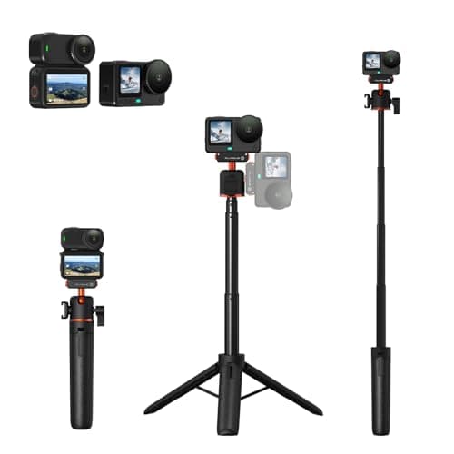 Flymile 21" Action 6 Camera Tripod, Magnetic Quick Release Adapter Selfie Stick Extended Pole Handle Grip with 360° Ball Head & Cold Shoe Mount, Mini Table Desk Tripod for DJI Osmo Nano Accessories - Image 1