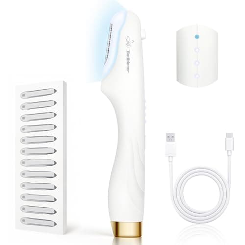 Dermaplane-razor for Women Face,Sonic Dermaplane,Sonic Dermaplaning Tool,Face Shaver Facial Hair Removal & Peach Fuzz Romover + 12 Blades (White With Gold Accent) - Image 1
