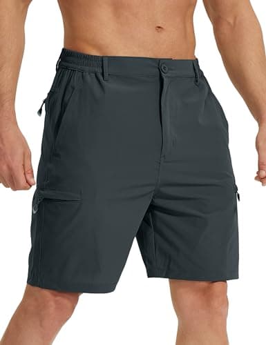 MOURCE Mens Hiking Shorts Lightweight - Quick Dry Summer Cargo Shorts with Zipper Pockets for Fishing Golf Casual, Grey - Image 1