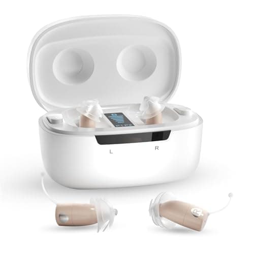 Ceretone SuperMini OTC Hearing Aids for Seniors, Rechargeable Invisible Hearing Aids with Wind Noise Reduction, Auto On/Off, Easy-to-Use Digital Hearing Aids for Mild to Moderate Hearing Loss, Beige - Image 1