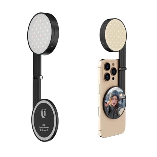 LOUERN Magnetic Dual-Sided Selfie Light Compatible with iPhone MagSafe, CRI95+ Rechargeable| Foldable|Compact Phone Light with Mirror for Selfies/Photography/Makeup/Video Conference/Influencers