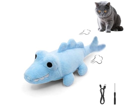 ZeLing HTL Interactive Cat Toys for Indoor Cats – Auto Moving Alligator with 360° Random Movement & Tail Wagging, Rechargeable Cat Exercise Toy with Catnip, Self-Play Fun for Bored Adult Cats-Blue - Image 1